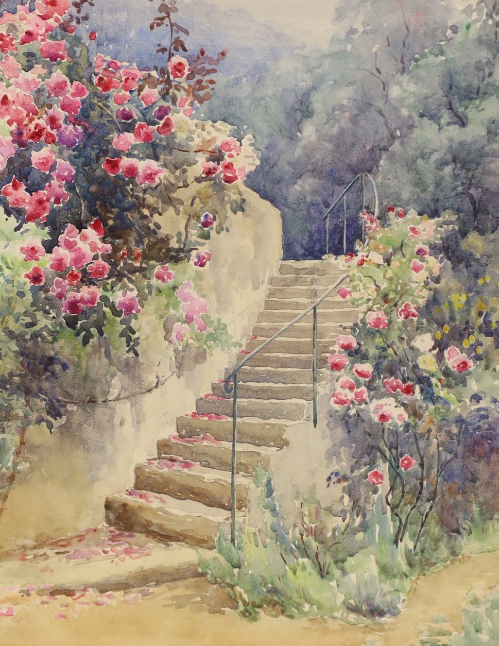 Thomas N. Tyndale (1860-1930), three watercolours, Garden scenes, one signed, largest 28 x 22cm